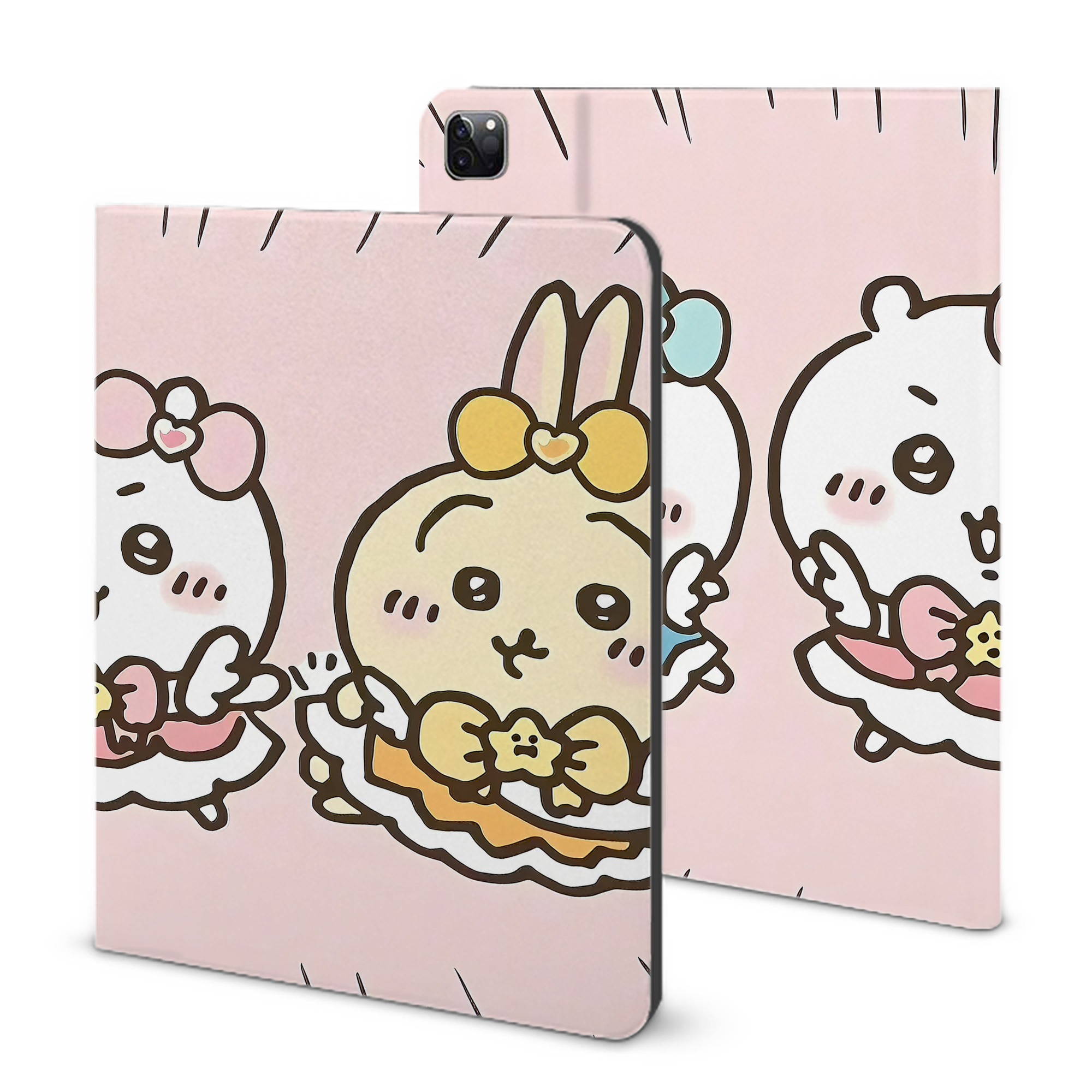 （画像用） ちいかわ Chii-kawa IPad ケース ブック型 PUレザー TPU 耐衝撃 軽量 薄型 ペン収納なし 全面保護 IPad 各モデル対応
